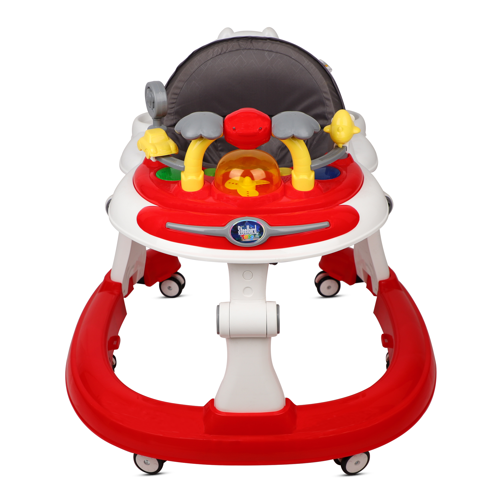 RED BABY WALKER WITH PUSH HANDLE